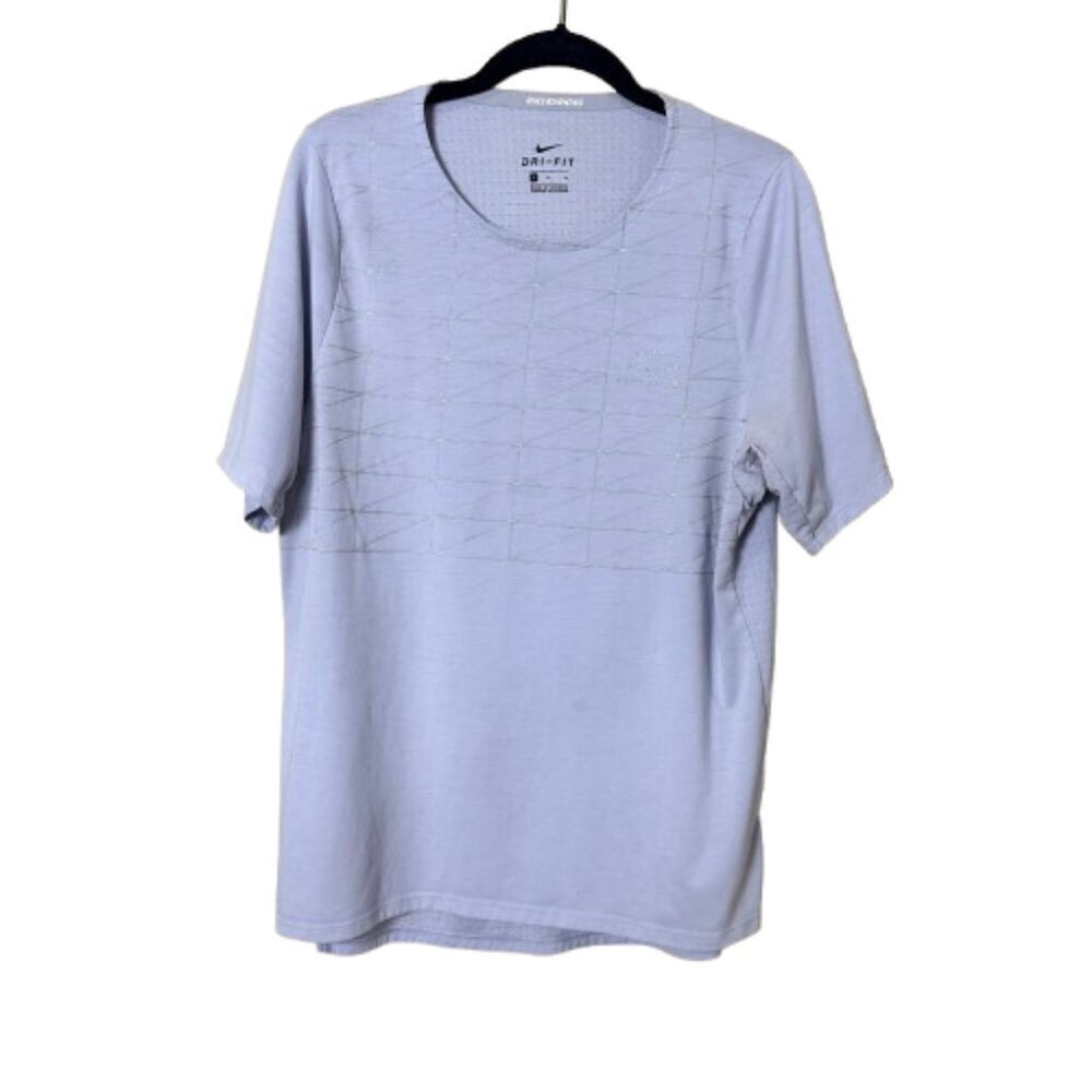 NIKE RUNNING Dri Fit Athletic T Shirt Size Medium Light Blue / Grey